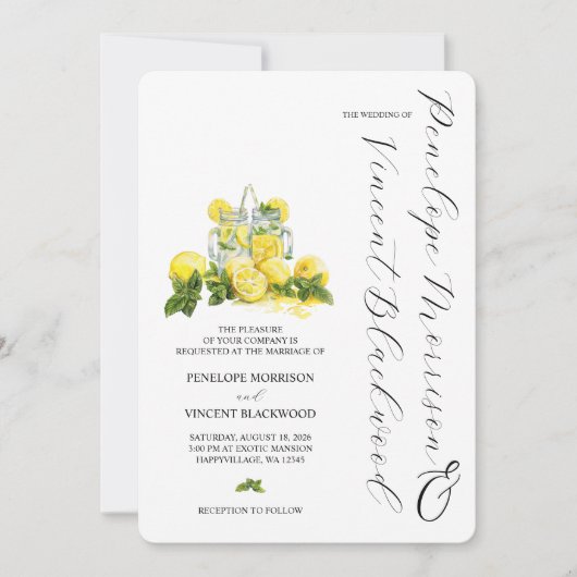 Citroenen en limonade bruiloft uitnodiging (Voorkant)