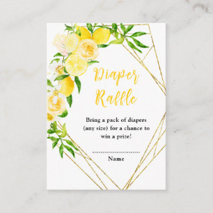 Citroenen en Loof Baby Shower Luier Raffle Informatiekaartje