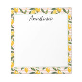 Citroenen en roze geel Gingham Notitieblok (Voorkant)