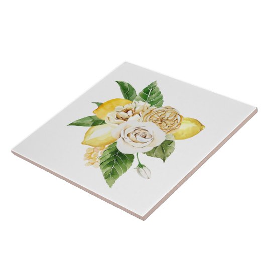 Citroenen en rozen bouquet tegeltje (Zijkant)