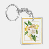 Citroenen en rozen in gele lijsten sleutelhanger (Voorkant Links)