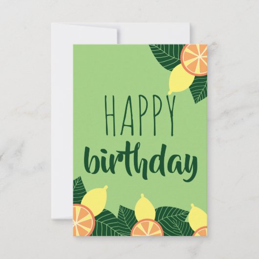 Citroenen en sinaasappels vrolijk jarig kaart (Voorkant)