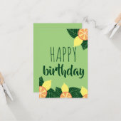 Citroenen en sinaasappels vrolijk jarig kaart (Voorkant / Achterkant in situ)