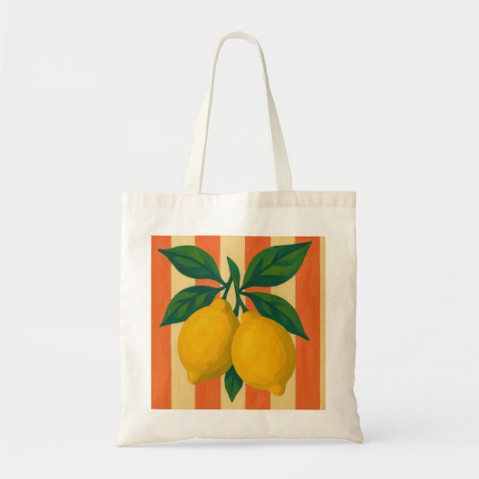 Citroenen en strepen illustratie tote bag (Voorkant)