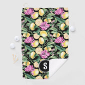 Citroenen en Tulpen Bloemenpatroon Citrus Monogram Golfhanddoek (Insitu)