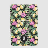 Citroenen en Tulpen Bloemenpatroon Citrus Monogram Golfhanddoek (Voorkant)