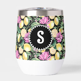 Citroenen en Tulpen Bloemenpatroon | Citrusmonogra