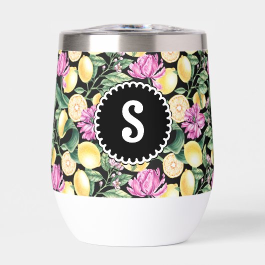 Citroenen en Tulpen Bloemenpatroon | Citrusmonogra (Voorkant)