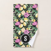 Citroenen en Tulpen Bloemenpatroon | Citrusmonogra Bad Handdoek (Handdoek)