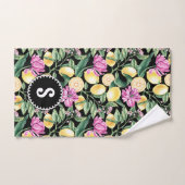 Citroenen en Tulpen Bloemenpatroon | Citrusmonogra Bad Handdoek (Handdoek)