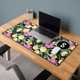 Citroenen en Tulpen Bloemenpatroon | Citrusmonogra Bureaumat