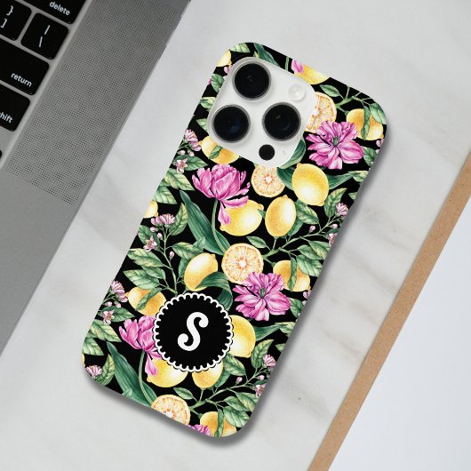 Citroenen en Tulpen Bloemenpatroon | Citrusmonogra Case-Mate iPhone Case