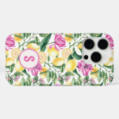 Citroenen en Tulpen Bloemenpatroon | Citrusmonogra Case-Mate iPhone Case (Achterkant (horizontaal))