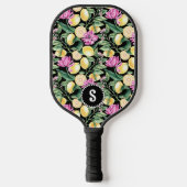 Citroenen en Tulpen Bloemenpatroon | Citrusmonogra Pickleball Paddle (Voorkant)