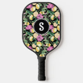 Citroenen en Tulpen Bloemenpatroon | Citrusmonogra Pickleball Paddle (Voorkant)
