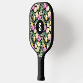 Citroenen en Tulpen Bloemenpatroon | Citrusmonogra Pickleball Paddle (Links)
