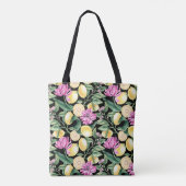 Citroenen en Tulpen Bloempatroon | Citrus Monogram Tote Bag (Achterkant)