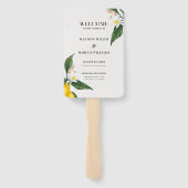 Citroenen en witte bloemen bloesem handwaaier (Achterkant)