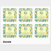 Citroenen en Witte Bloemen Cosmetica Flessenetiket Vierkante Sticker (Vel)