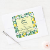Citroenen en Witte Bloemen Cosmetica Flessenetiket Vierkante Sticker (Envelop)