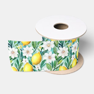 Citroenen en Witte Bloemen - Frans Landelijk Inter Satijnen Lint
