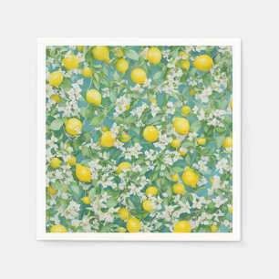 Citroenen en witte bloemen servet