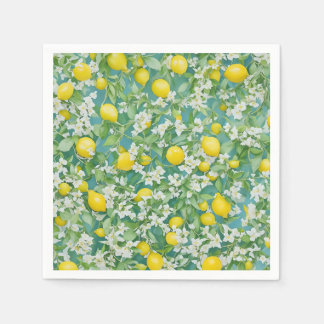 Citroenen en witte bloemen servet
