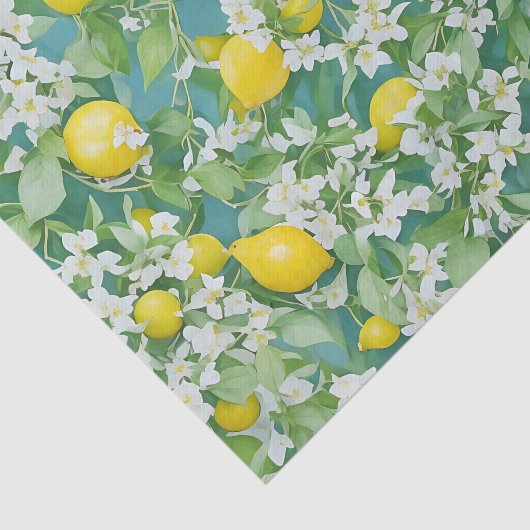 Citroenen en witte bloemen tissuepapier (Detail)