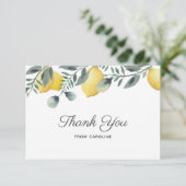 Citroenen & Eucalyptus Bruiloft Uitnodiging Dankka (Staand voorkant)