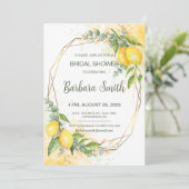 Citroenen Eucalyptus Gele Bloemen Bruidsfeest Kaart (Staand voorkant)