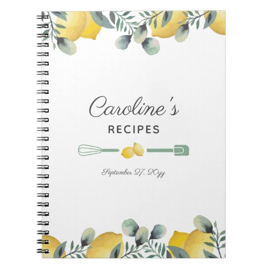 Citroenen & Eucalyptus Receptenboek Notitieboek (Voorkant)