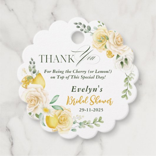 Citroenen Eucalyptus Roos Vrijgezellenfeest Dank u Bedankjes Labels (Voorkant)