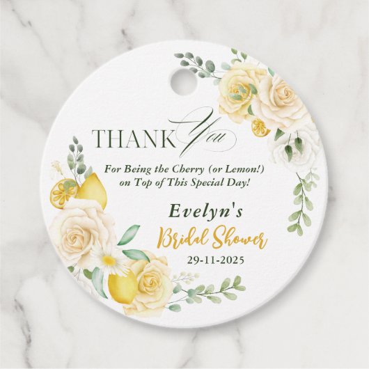 Citroenen Eucalyptus Roze Bruidsfeest Dank Je Bedankjes Labels (Voorkant)