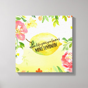 Citroenen floral ombre waterverf inspirerend quote canvas afdruk