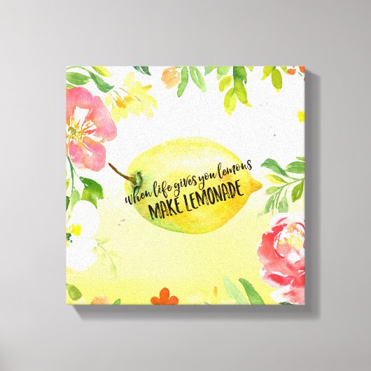 Citroenen floral ombre waterverf inspirerend quote canvas afdruk (Voorkant)