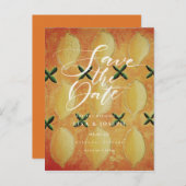 Citroenen Fruit Country Script Bewaar de datum Aankondigingskaart (Voorkant / Achterkant)