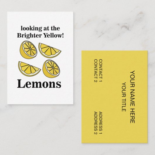 Citroenen Fruit Kijkend naar de helderdere gele ci Visitekaartje (Voorkant / Achterkant)