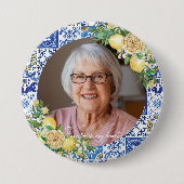 Citroenen Geel Bloemen Foto Memorial Keepsake Ronde Button 7,6 Cm (Voorkant)