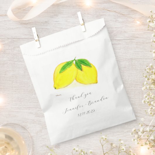 Citroenen Geel Fruit Citrus Waterverf bruiloft Bedankzakje (Geknipt)