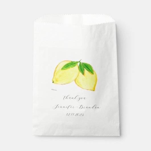 Citroenen Geel Fruit Citrus Waterverf bruiloft Bedankzakje (Voorkant)