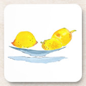 Citroenen geel fruit waterverf bier onderzetter (Voorkant)