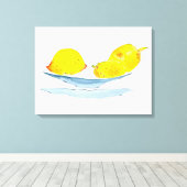 Citroenen geel fruit waterverf canvas afdruk (Insitu (Houten vloer))