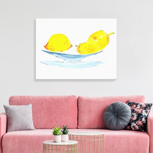 Citroenen geel fruit waterverf canvas afdruk (Insitu (Woonkamer))