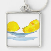 Citroenen geel fruit waterverf sleutelhanger (Voorkant)