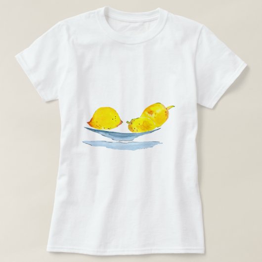 Citroenen geel fruit waterverf t-shirt (Design voorkant)
