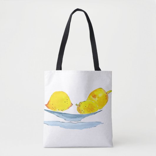 Citroenen geel fruit waterverf tote bag (Voorkant)