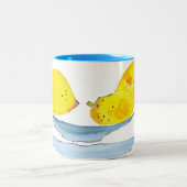 Citroenen geel fruit waterverf tweekleurige koffiemok (Center)
