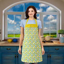 Citroenen geel groen patroon naam schort