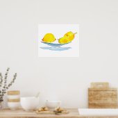 Citroenen geel waterverf kunst poster (Keuken)
