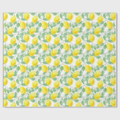Citroenen geel wit groen zomer patroon cadeaupapier (Vlak)
